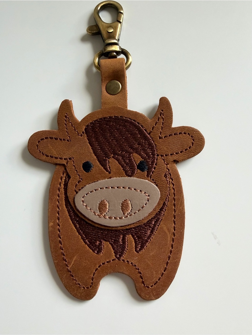 NWOT Portland Leather Goods Farm Animal Keychain—Rufus 🐂
